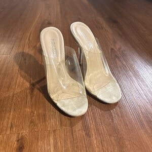 Public Desire Clear Strap Nude Slip-On Heels